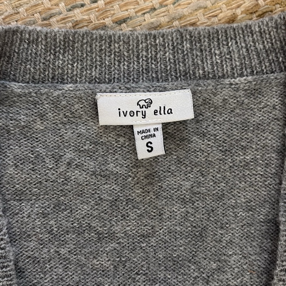 IVORY ELLA “Alexis Safari Sunrise Longline Wool Blend Grey Cardigan Sweater” - Picture 4 of 6
